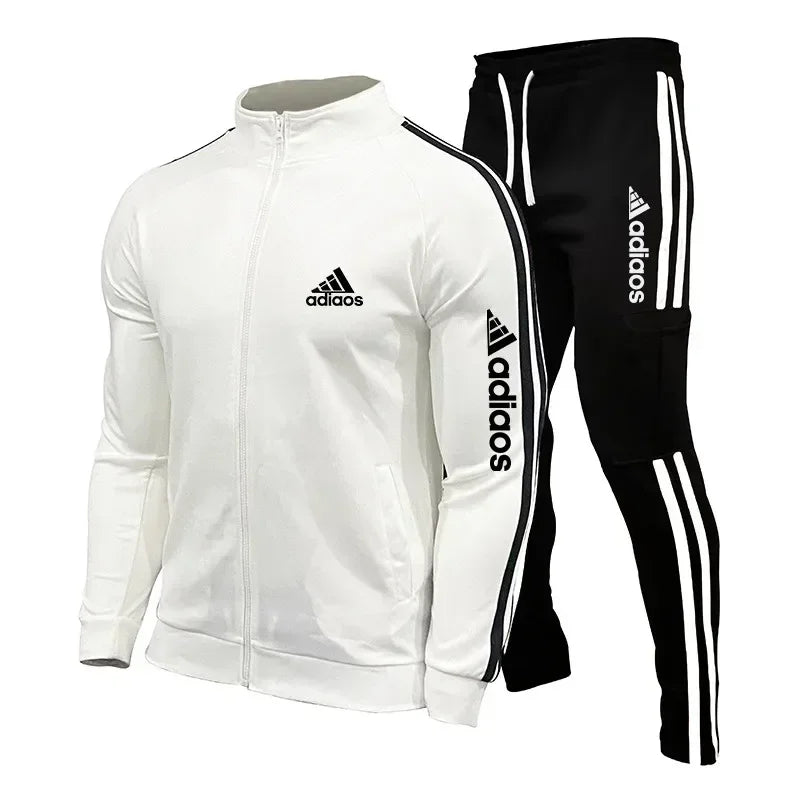 2026 New Men's Sportswear Set - Down Jacket + Sports Pants - Zippered Stand-Up Collar Sportswear Set - Fitness Clothing for Runn