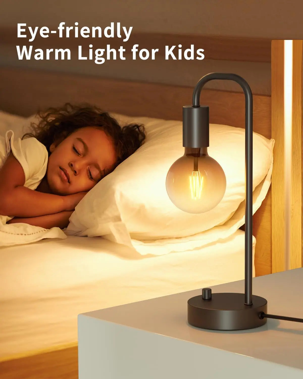 Fully Dimmable Bedside Lamp with Warm Light, Modern Nightstand Lamp for Bedroom, Living Room, Office, Bulb Included