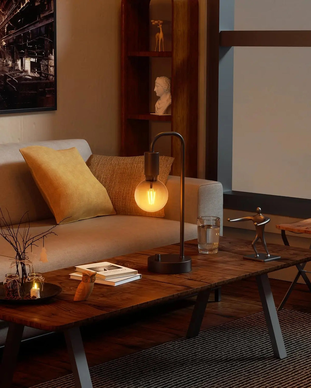 Fully Dimmable Bedside Lamp with Warm Light, Modern Nightstand Lamp for Bedroom, Living Room, Office, Bulb Included