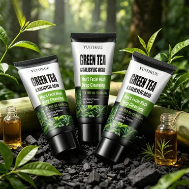 Oil Control Men Facial Cleanser With Salicylic Acid Green Tea Remove Blackheads Deep Purify Skin Shrink Pores Face Wash