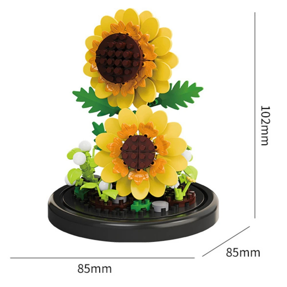 Potted Plant Micro Building Blocks Simulation Lily Rose Flower Assembling Brick Model Kids Toys Home Decoration Collection Gift