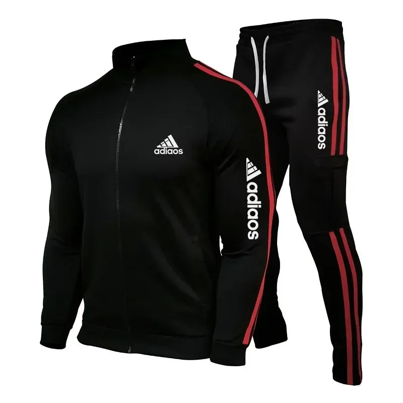 2026 New Men's Sportswear Set - Down Jacket + Sports Pants - Zippered Stand-Up Collar Sportswear Set - Fitness Clothing for Runn