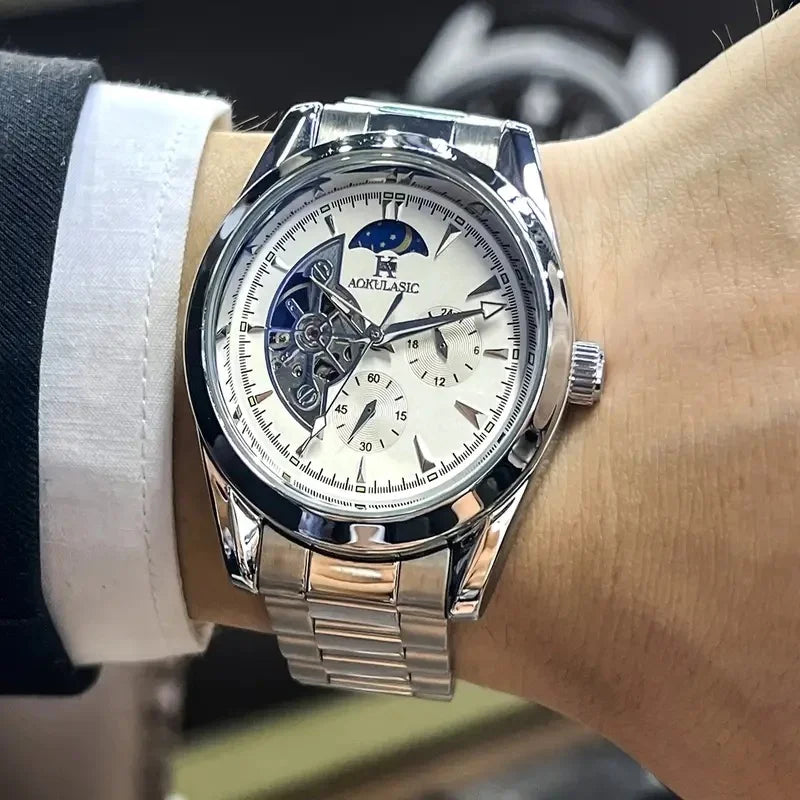 Aokulasic Men's Automatic Mechanical Watch Moon Phase