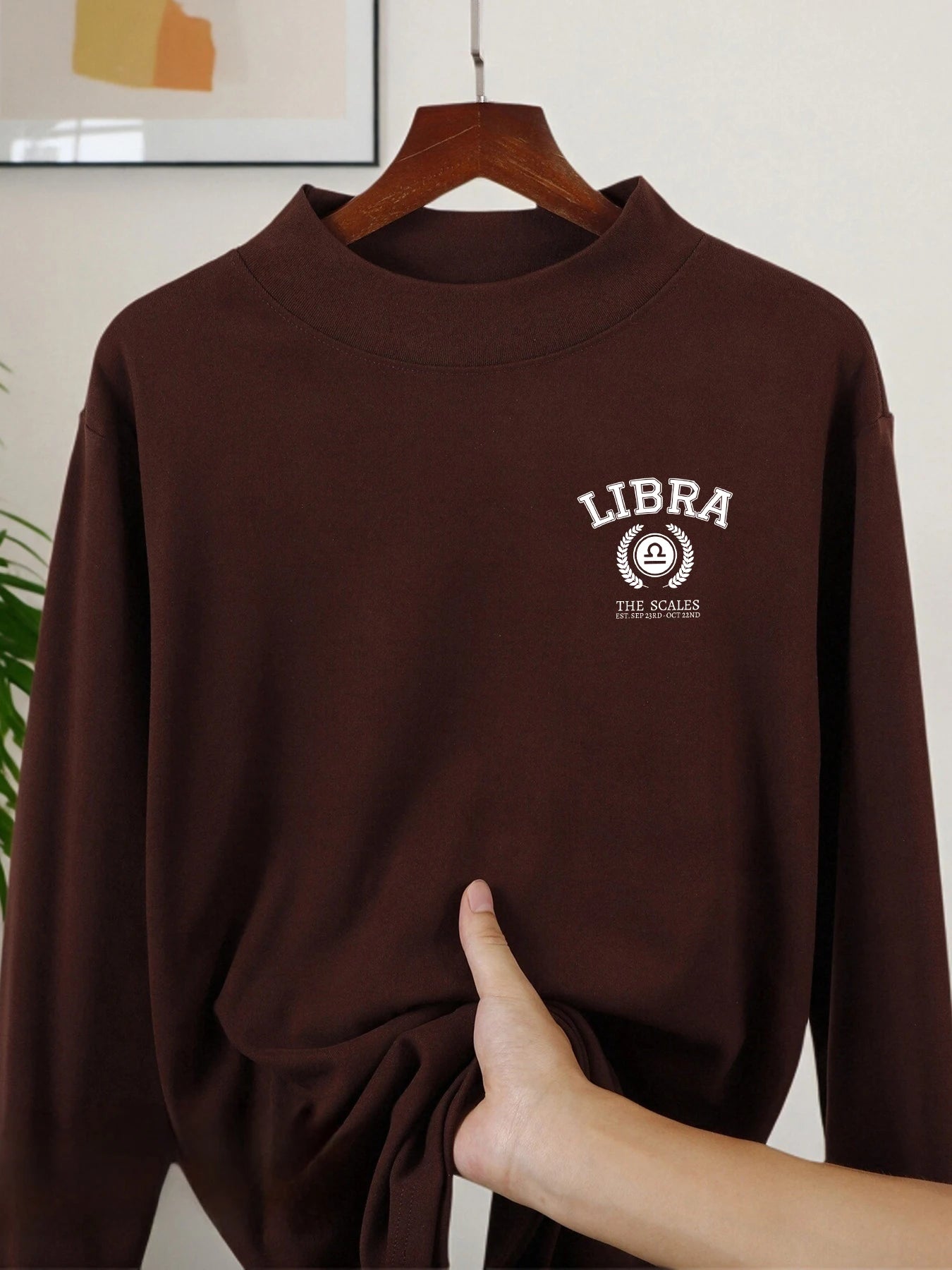 Libra Print Mock Neck Long Sleeve Unisex Tee
