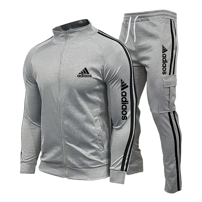 2026 New Men's Sportswear Set - Down Jacket + Sports Pants - Zippered Stand-Up Collar Sportswear Set - Fitness Clothing for Runn