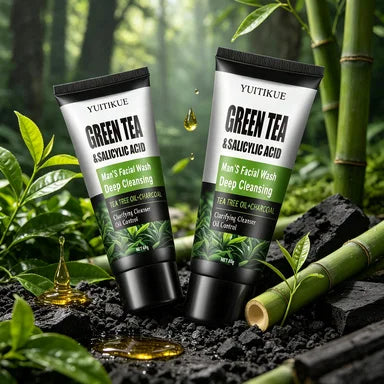 Oil Control Men Facial Cleanser With Salicylic Acid Green Tea Remove Blackheads Deep Purify Skin Shrink Pores Face Wash