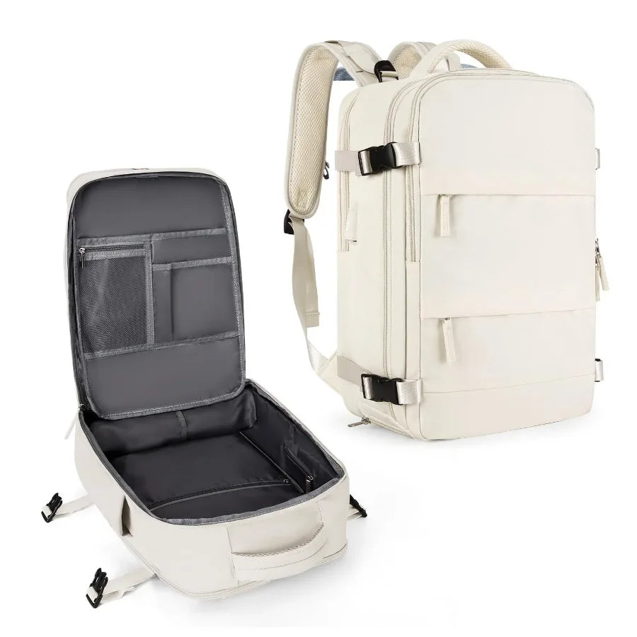 【New Arrival】Black Travel Backpack with USB Charging Port, Large Capacity Carry-On Luggage Bag for Men Women, Water-Resistant Laptop Backpack for Business Work Weekender Trip
