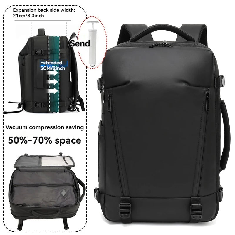 Vacuum leisure backpack for men and women, large capacity waterproof computer bag, backpack, multifunctional luggage, business t