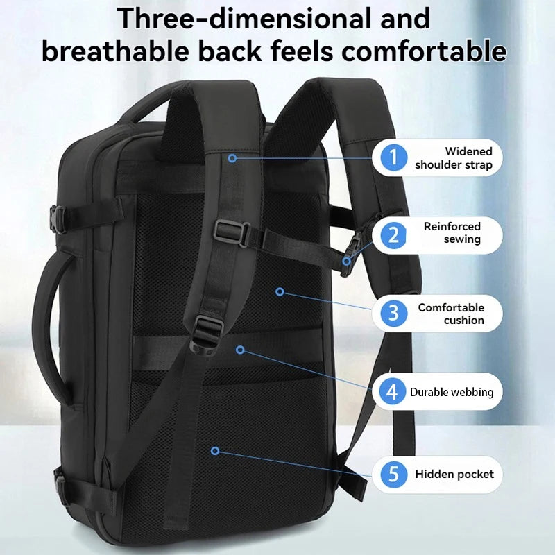 Vacuum leisure backpack for men and women, large capacity waterproof computer bag, backpack, multifunctional luggage, business t