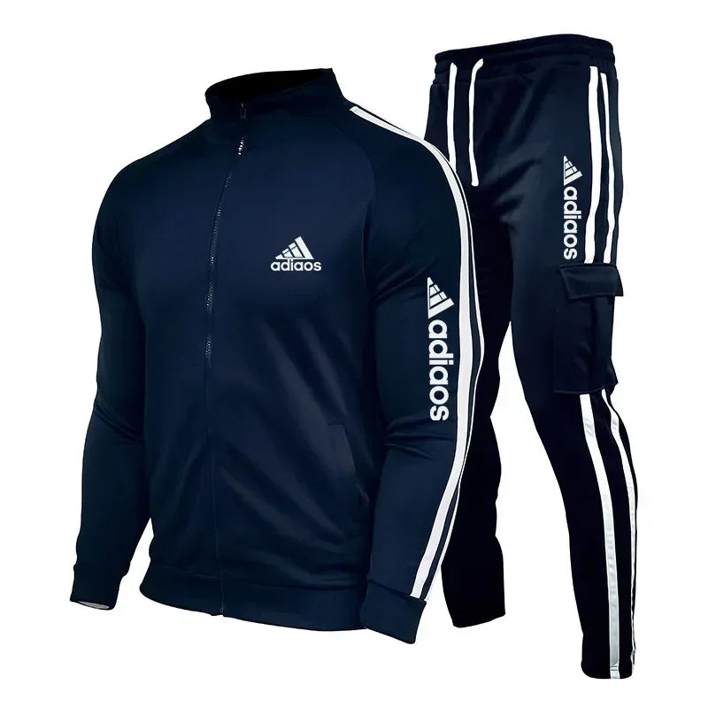 2026 New Men's Sportswear Set - Down Jacket + Sports Pants - Zippered Stand-Up Collar Sportswear Set - Fitness Clothing for Runn