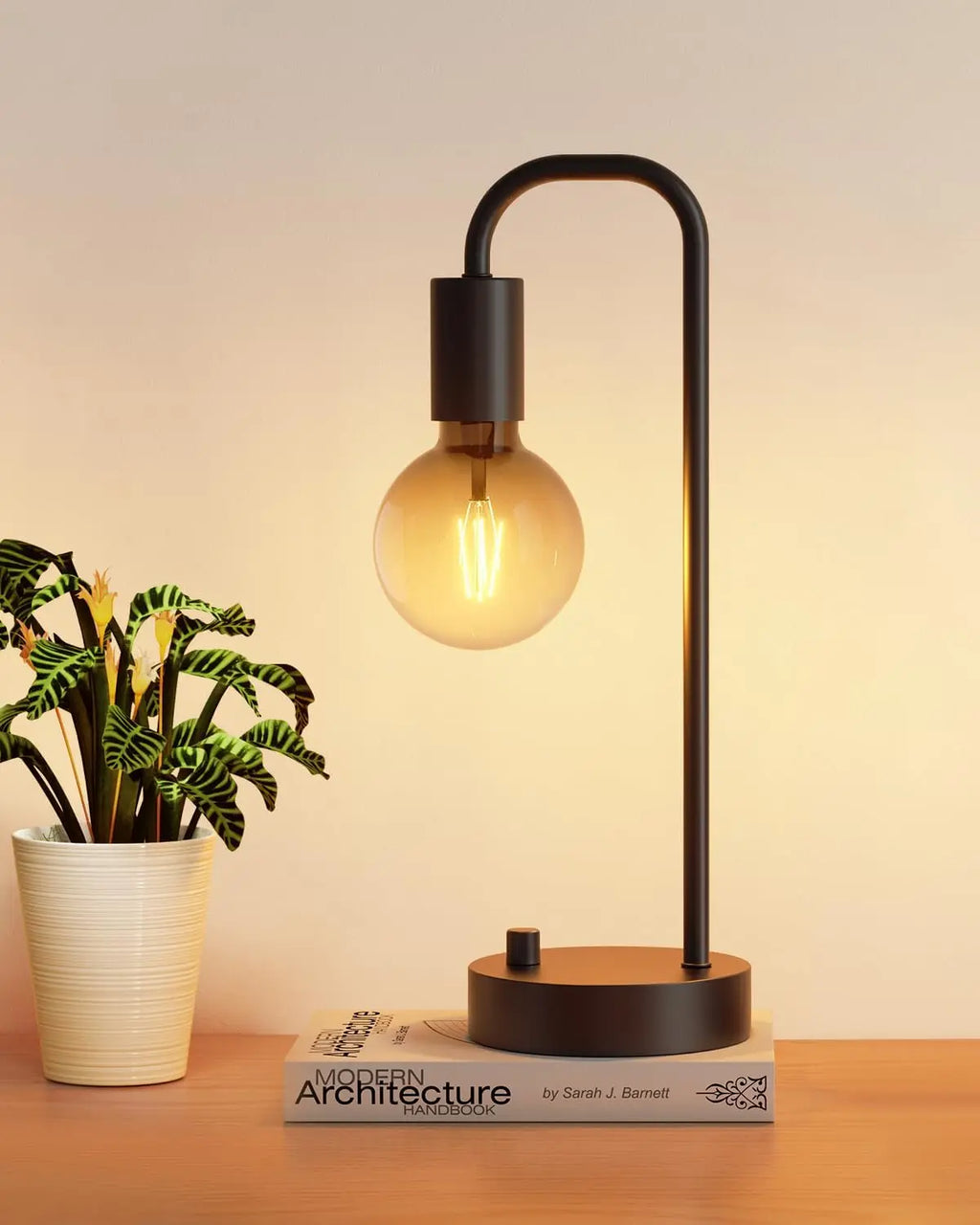 Fully Dimmable Bedside Lamp with Warm Light, Modern Nightstand Lamp for Bedroom, Living Room, Office, Bulb Included