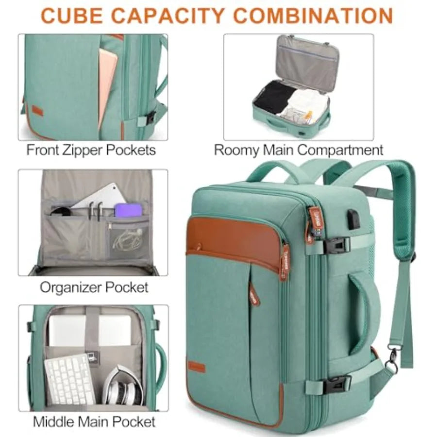 Laptop Travel Backpack with 4 Packing Cubes, 40L Carry on Luggage for MenandWomen, Flight Approved Carry on Bag, Water-Resistan