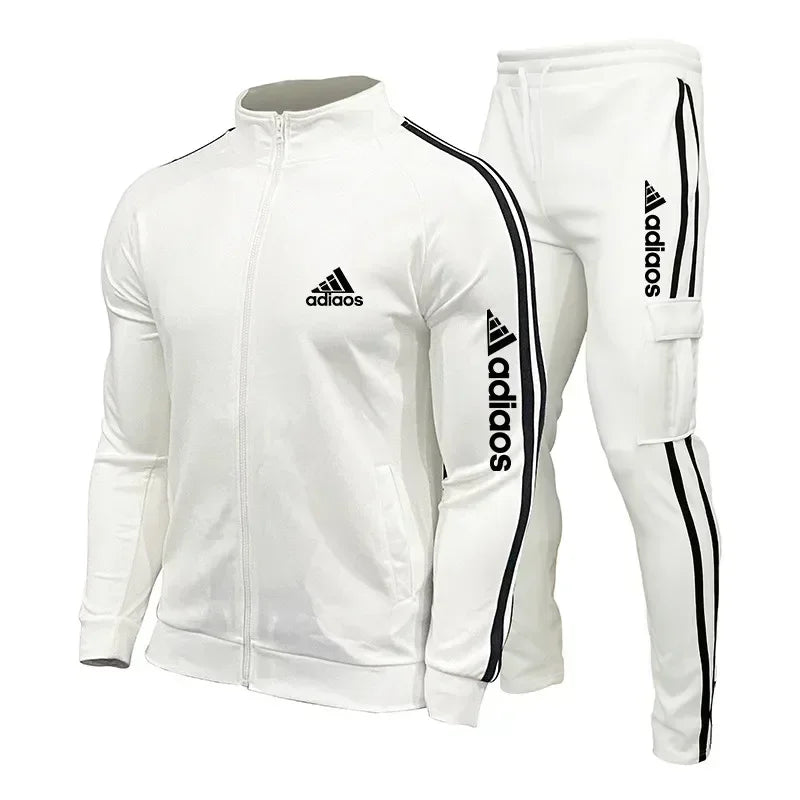 2026 New Men's Sportswear Set - Down Jacket + Sports Pants - Zippered Stand-Up Collar Sportswear Set - Fitness Clothing for Runn