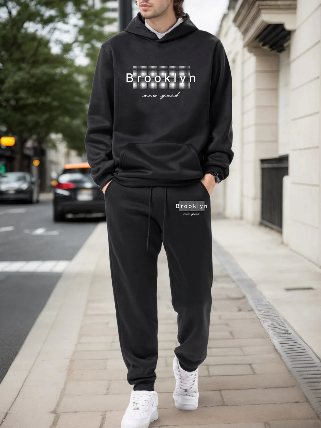 Mens Tracksuit Daily Casual Sweatshirts Sweatpants Outdoors Gym Sports Jogging Man Clothing Fashion Single Piece Hoodies Pants