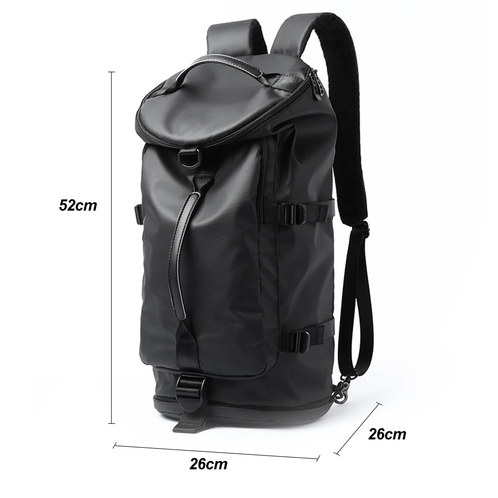 Men Leather Bucket Backpack Multifunctional Travel Bag Large Capacity Luggage Male Backpacks Travel Shoulder Bags XA607ZC