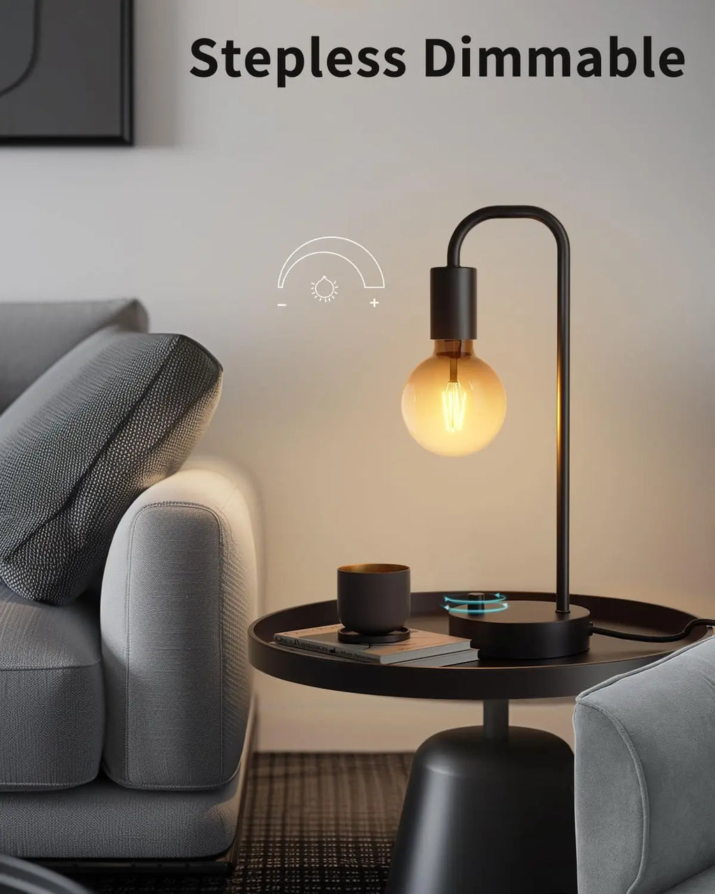 Fully Dimmable Bedside Lamp with Warm Light, Modern Nightstand Lamp for Bedroom, Living Room, Office, Bulb Included