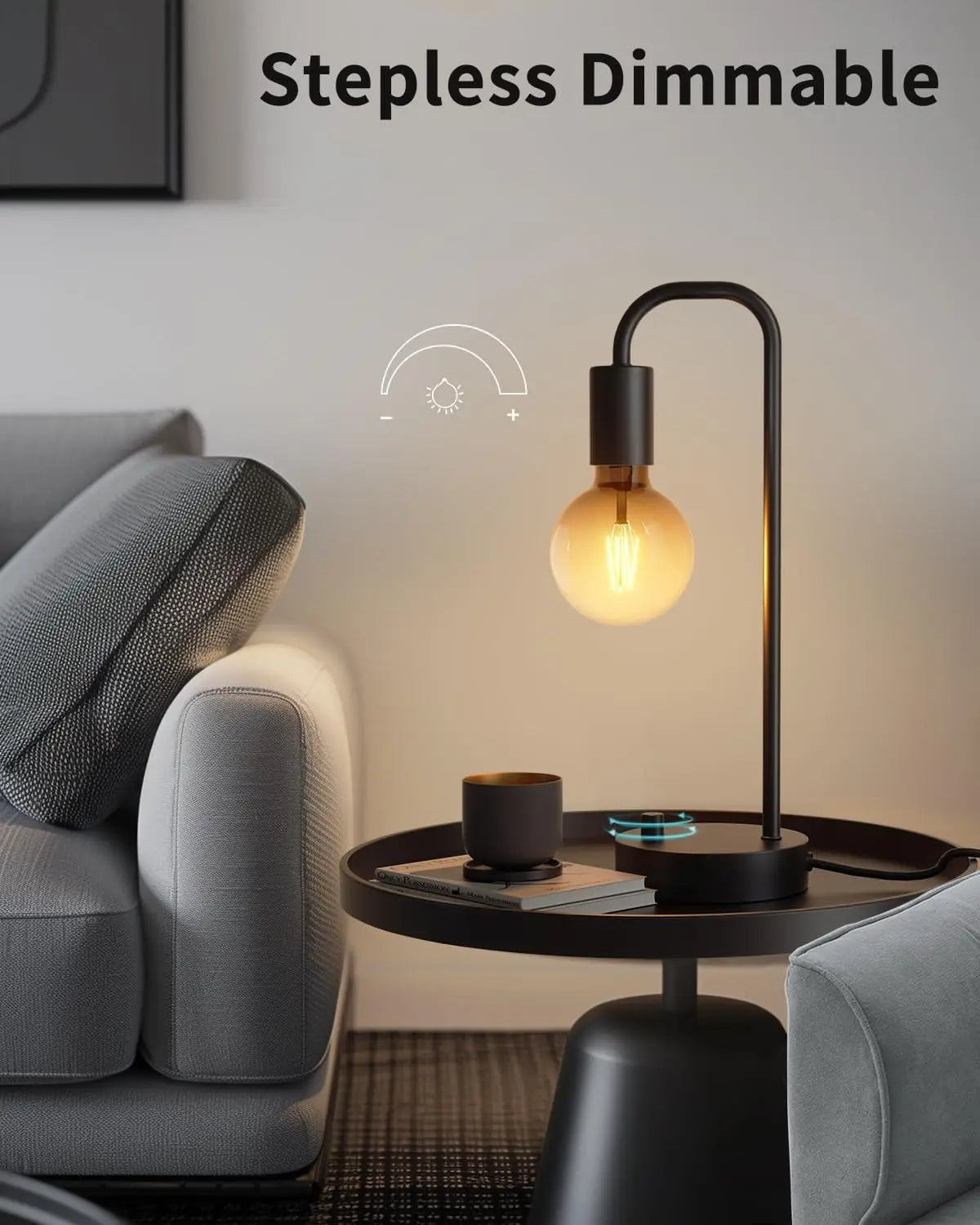 Fully Dimmable Bedside Lamp with Warm Light, Modern Nightstand Lamp for Bedroom, Living Room, Office, Bulb Included
