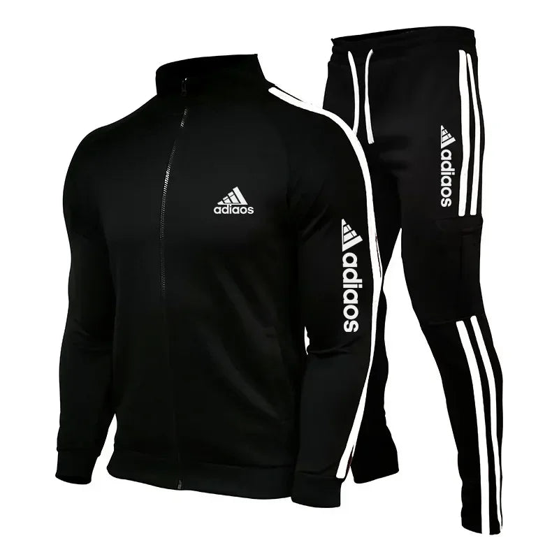 2026 New Men's Sportswear Set - Down Jacket + Sports Pants - Zippered Stand-Up Collar Sportswear Set - Fitness Clothing for Runn
