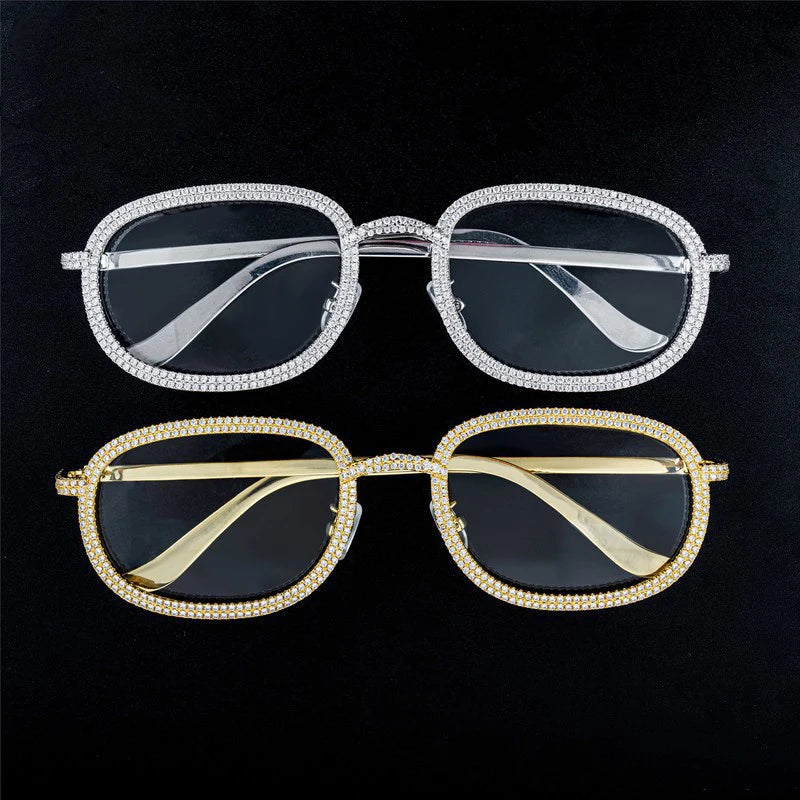 Trendy Bling Zircon Sunglasses Gold Plated Iced Out