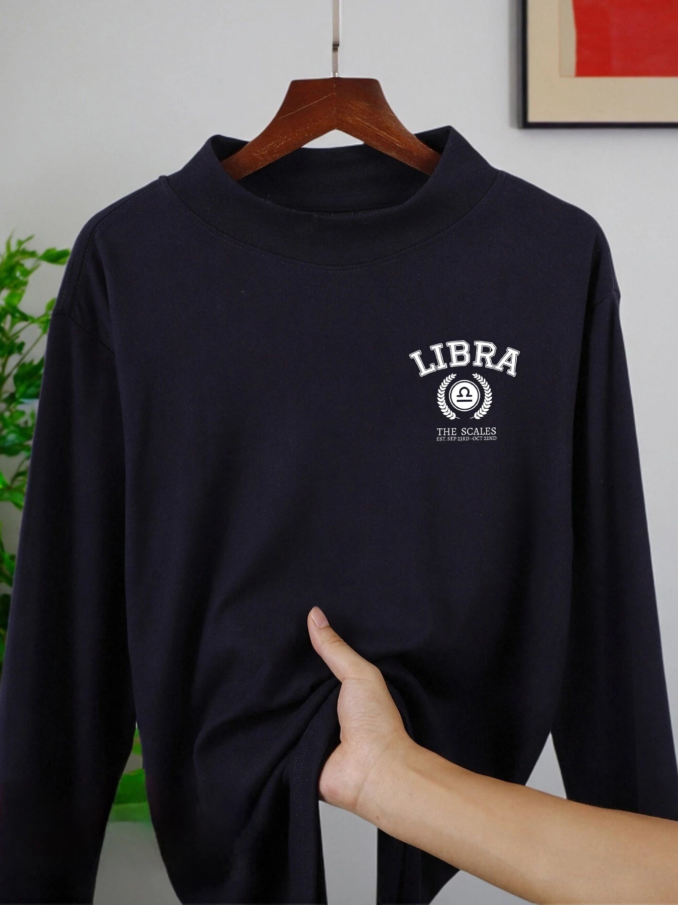 Libra Print Mock Neck Long Sleeve Unisex Tee